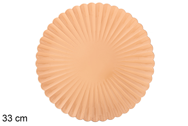 Bajo plato decorativo oro rosa brillo 33 cm 