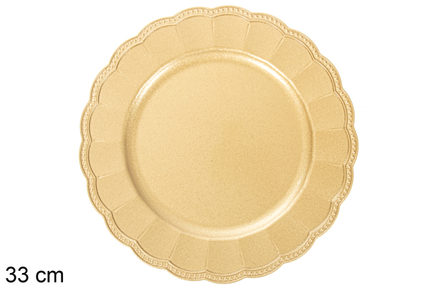 Sous assiette décorative pois dorés brillants 33 cm