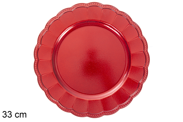 Bajo plata decorativo puntos rojo brillo 33 cm 