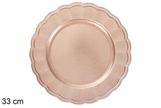 [116931] Sotto piatto decorativo pois glitter oro rosa 33 cm