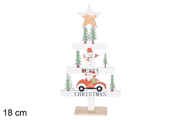 Figura madera Navidad árbol con base 18 cm