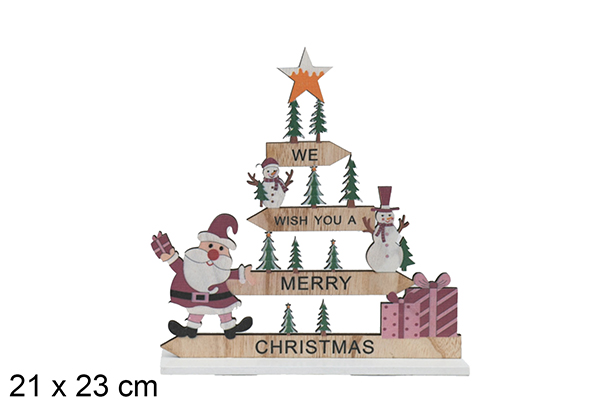 Figura madera Navidad árbol con indicaciones 23x21 cm