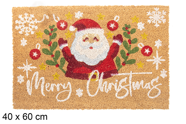 Felpudo decorado Papa Noel muérdago Merry Christmas 40x60 cm