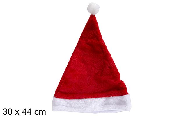 Chapéu de Papai Noel com borda de pelúcia 30x44 cm