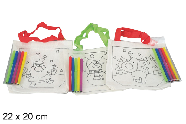Saco de tecido decorado de Natal 5 modelos 22x20 cm