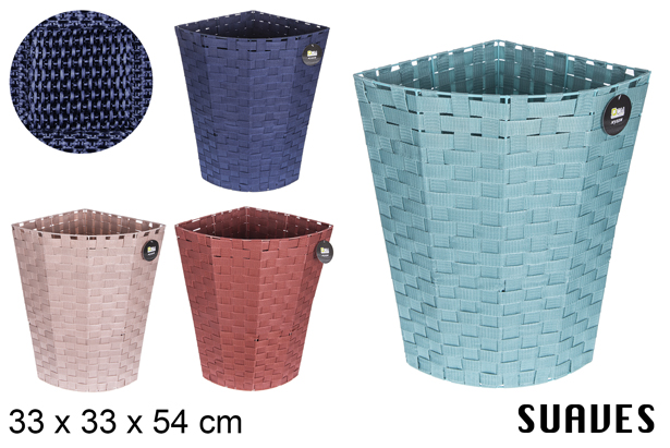Panier à linge d'angle en nylon fuchsia assorti 33x54 m