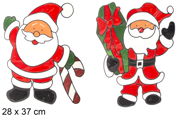 Babbo Natale in gel adesivo decora finestra modello assortito 28x37 cm