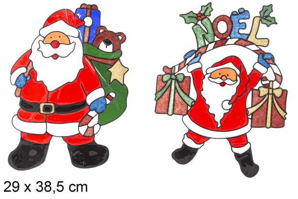 Adhesivo gel Papa Noel decorar ventana modelo surtido 29x38,5 cm