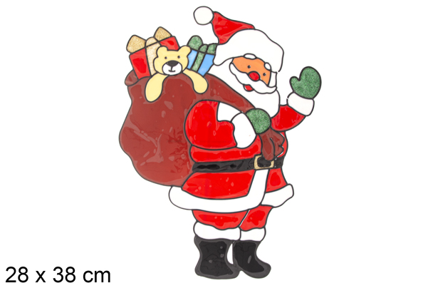 [117162] Papai Noel adesivo em gel para decorar janela modelo sortido 28x38 cm