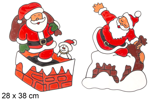 [117165] Papai Noel adesivo gel acima da lareira decorar janela modelo sortido 28x38 cm