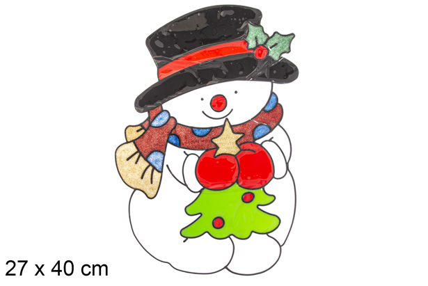 Adhesivo gel muñeco de nieve decorar ventana 27x40 cm