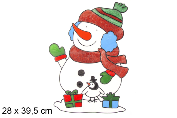 Adhesivo gel muñeco de nieve decorar ventana 28x39,5 cm