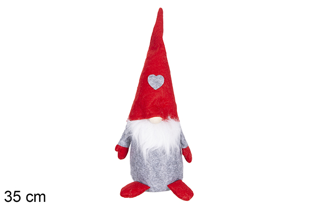 Grey/red gnome plush 35 cm