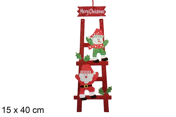 Escalera Papa Noel y muñeco de nieve poliespan 15x40 cm 