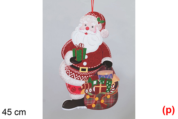 Père Noël avec sac et paillettes 45 cm