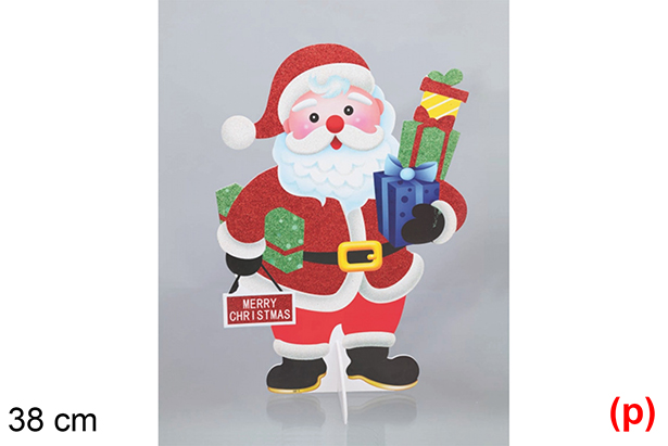 Papa Noel con paquetes de regalo Merry Christmas 38 cm