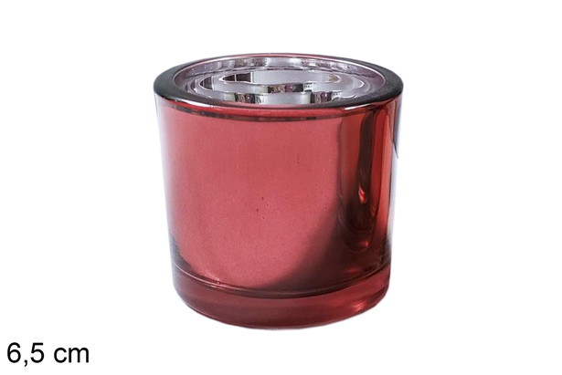 Castiçal redondo de vidro natalino vermelho 6,5 cm