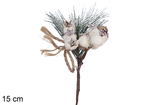 Pick de Natal com romãs brancas 15 cm