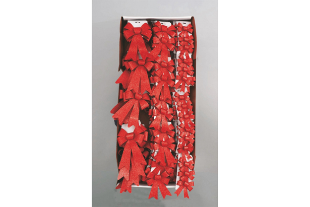 Red glitter Christmas bow display