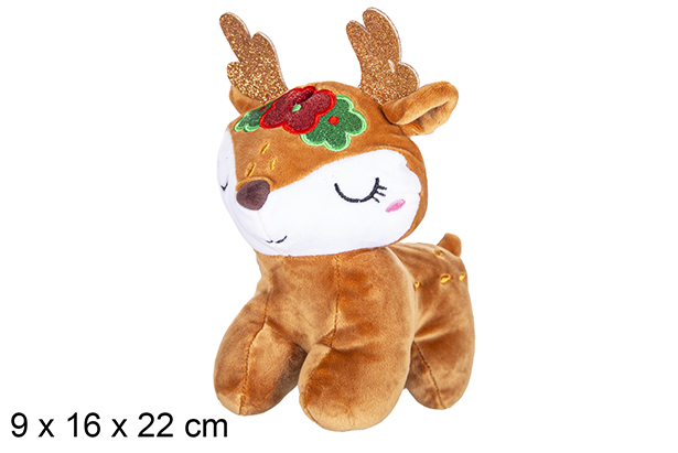Peluche reno Navidad 22x16 cm