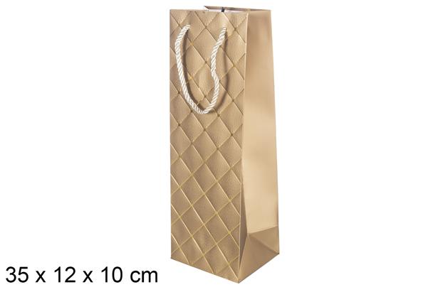 Bolsa botella vino color oro 35x12 cm