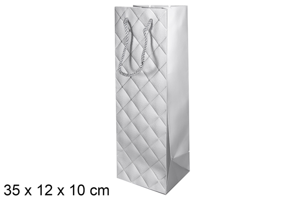 [117391] Bolsa botella vino color plata 35x12 cm