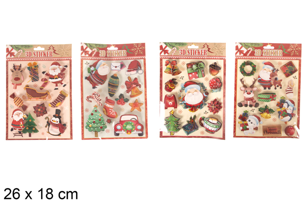 Stikers 3D decoración Navidad surtido 26x18 cm