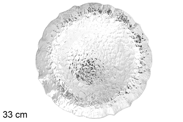 Piatto tondo argento rigato sbalzato 33 cm