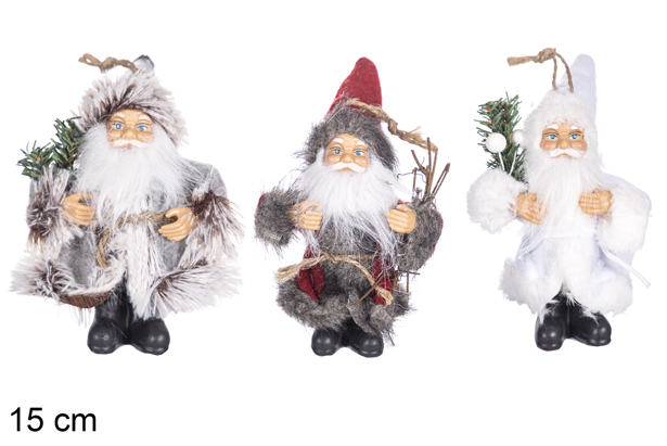 Papai Noel com terno de lã diversos modelos e cores 15 cm