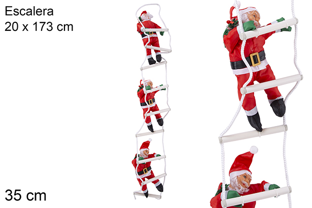 Papai Noel em traje impermeável em uma escada 3x35 cm