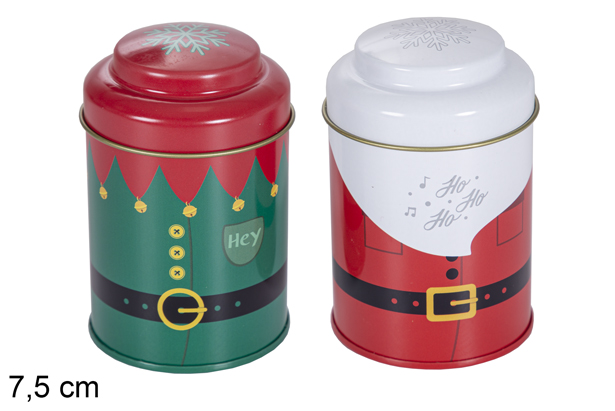 Caja metal redonda decorada Navidad surtida 7,5 cm 