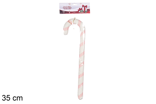 Bengala de Natal branca/rosa 35 cm