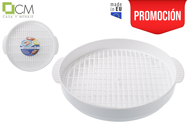 [117607] White round plastic tray for defrosting