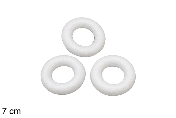 Pack 3 coronas poliestireno blanco 7 cm