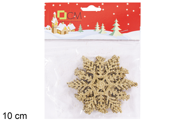 [117742] Pack 4 decorações em glitter dourado modelos variados de 10 cm