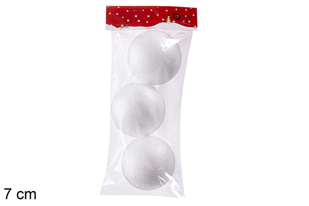 Pack 3 bolas de poliestireno decoración Navidad 7 cm