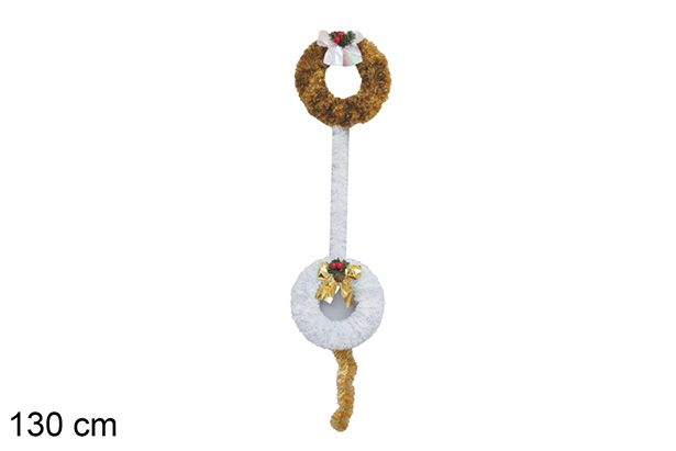 Colgante de alambre con doble corona oro/blanco 130 cm