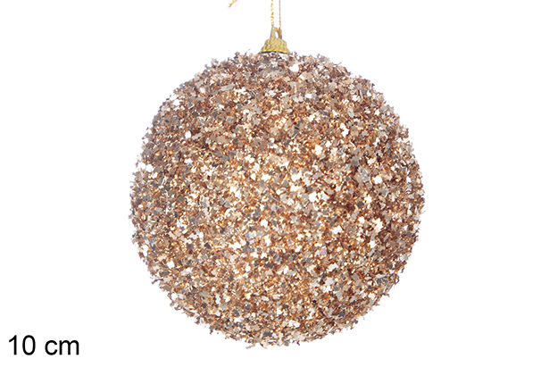 Bola de Navidad champagne con pedrería 10 cm