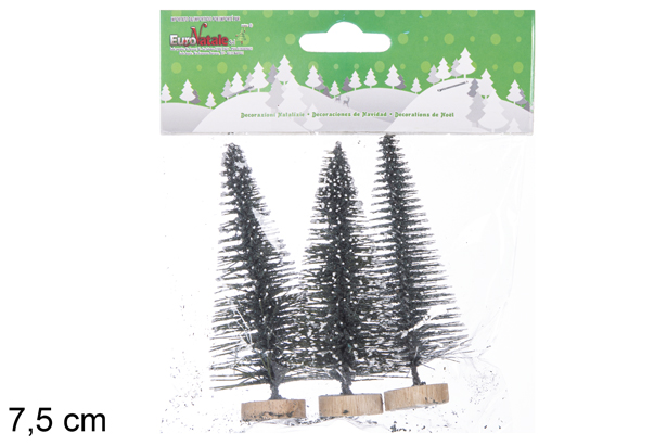 Pack 3 alberi di Natale bianchi 7,5 cm