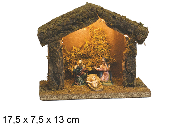 Portal nacimiento con luces a pilas 17,5x7,5x13 cm  