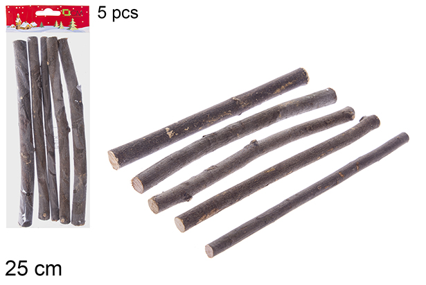 Pack 5 troncos de madera en bolsa 25 cm