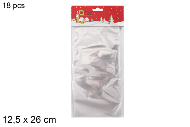 Pack 18 transparent PVC gift bags 12,5x26 cm