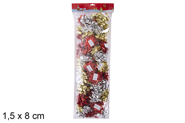 [118080] Pack 72 Christmas bows assorted colors in blister 1,5x8 cm