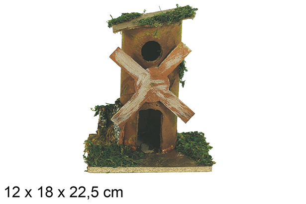 Molino en base de madera en caja 12x18 cm