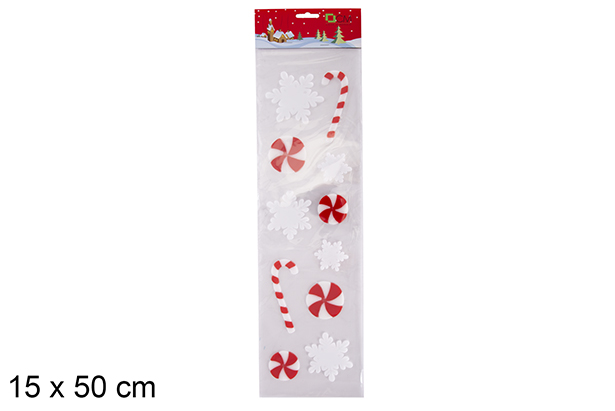 Adhesivo gel PVC copo nieve/bastón para ventana 15x50 cm
