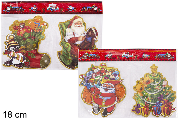 Pack 2 adesivi di Natale per finestre 18 cm