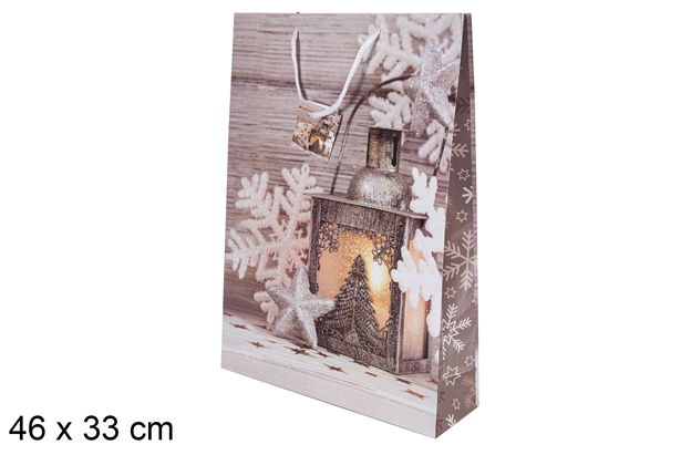 Christmas gift bag decorated with streetlight 46x33 cm