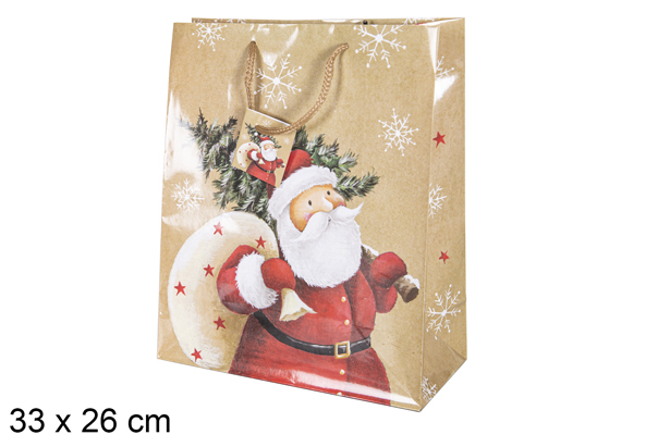 Sacola para presente de Natal decorada com bolas 33x26 cm