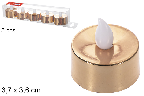 Pack 5 velas LED oro rosa 3,7x3,6 cm