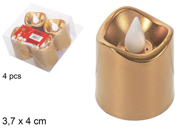 Pack 4 velas LED ouro rosa 3,7x4 cm